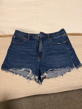 Abercrombie & Fitch Dark Blue Frayed Denim Shorts